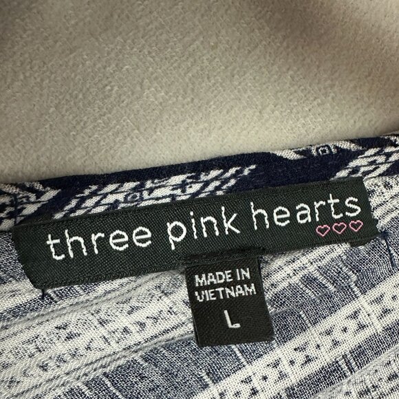 Three Pink Hearts Womens Navy & White Striped Romper Size L 100% Rayon - Picture 4 of 6